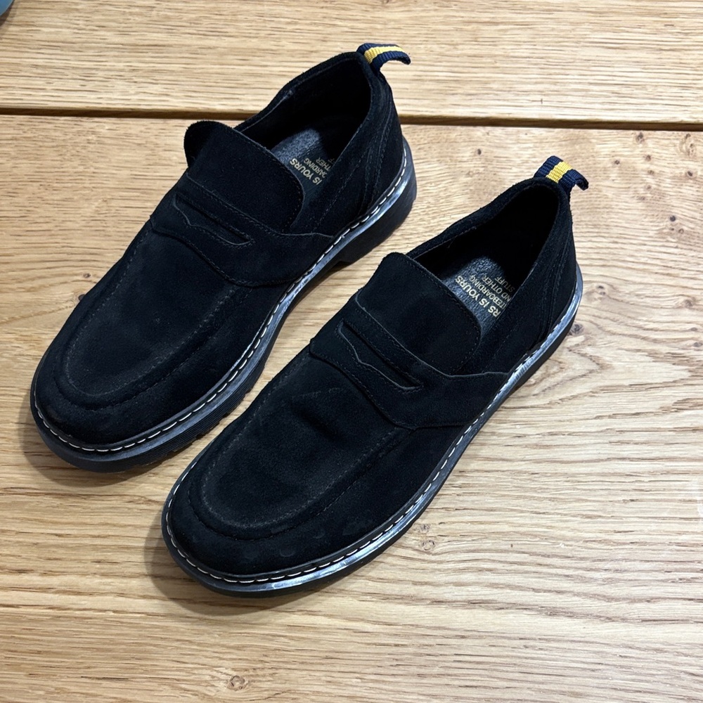 Black Suede Slip-On Loafers